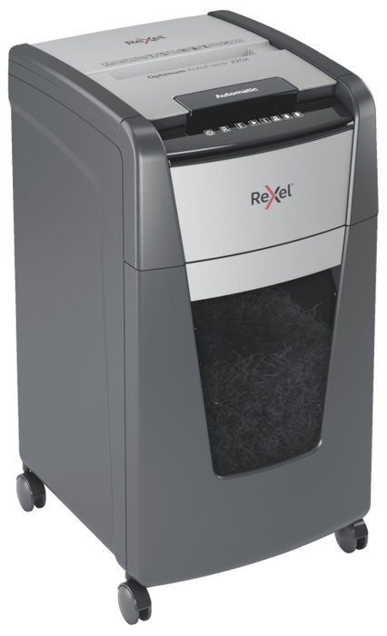 Rexel Optimum AutoFeed+ 225X Destructora de Papel Corte Cruzado Negro y Gris Rexel Optimum AutoFeed+ 225X Destructora de Papel Corte Cruzado Negro y Gris