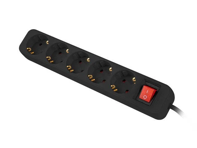 Lanberg Regleta 5 Tomas Schuko con Protección 3m Negra