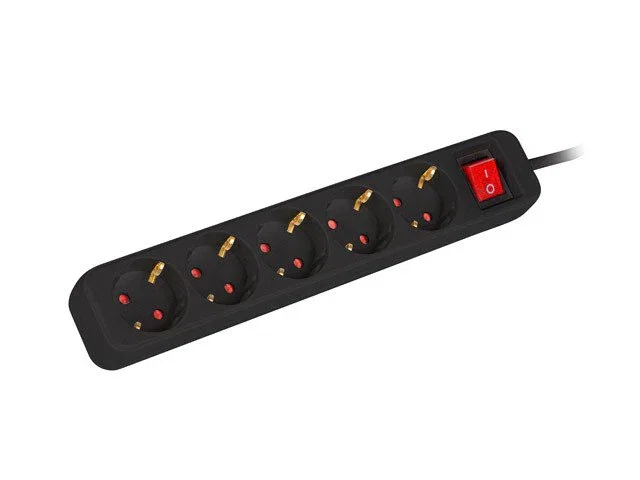 Lanberg Regleta 5 Tomas Schuko con Protección 3m Negra