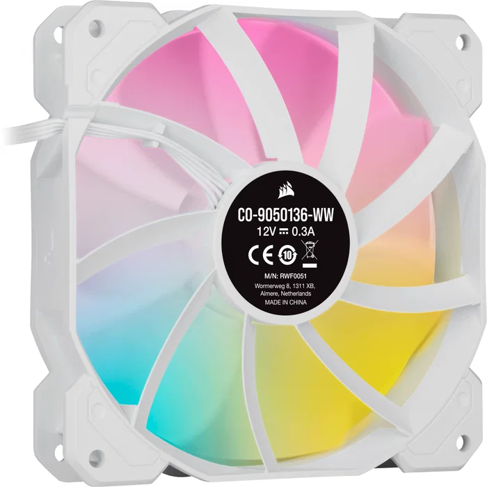 Corsair SP120 RGB ELITE Ventilador PC 120mm Blanco 3-Pack con AirGuide, PWM, 1500 RPM, 47.73 CFM Corsair SP120 RGB ELITE Ventilador PC 120mm Blanco 3-Pack con AirGuide, PWM, 1500 RPM, 47.73 CFM