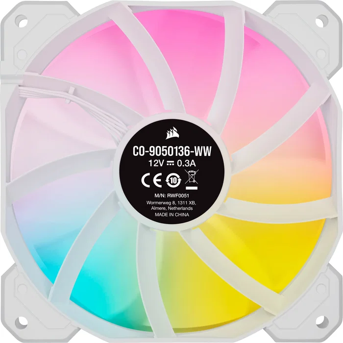 Corsair SP120 RGB ELITE Ventilador PC 120mm Blanco 3-Pack con AirGuide, PWM, 1500 RPM, 47.73 CFM Corsair SP120 RGB ELITE Ventilador PC 120mm Blanco 3-Pack con AirGuide, PWM, 1500 RPM, 47.73 CFM