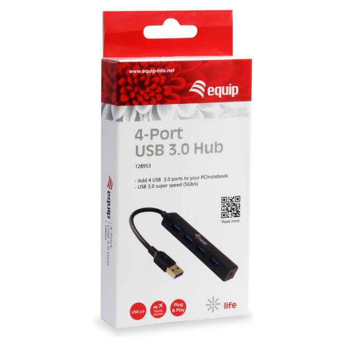 Equip Hub USB 3.0 con 4 Puertos Negro Equip Hub USB 3.0 con 4 Puertos Negro