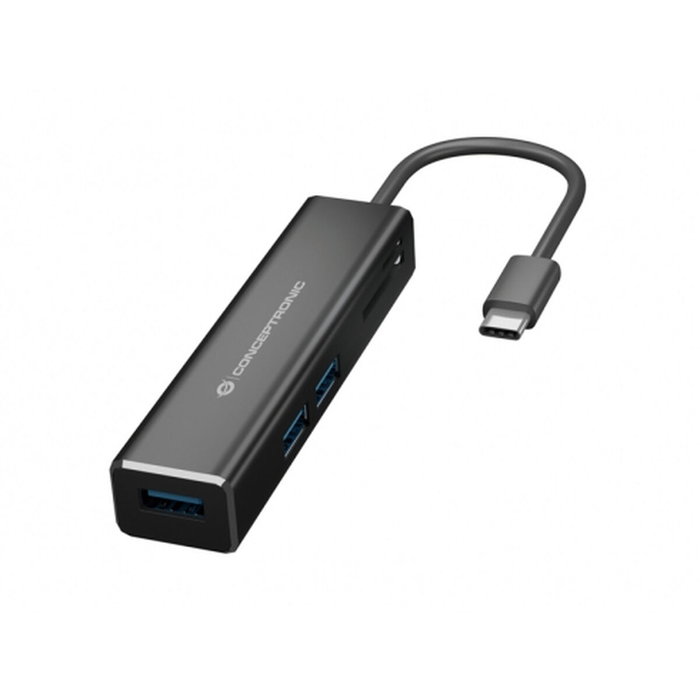 Conceptronic Hub USB-C DONN08B con 3 puertos USB 3.0 y lectores de tarjetas SD/MicroSD
