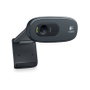 Logitech C270 Webcam HD 720p, 3 MP, Micrófono Integrado, USB 2.0, Negro/Gris