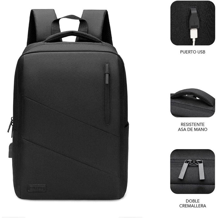 Subblim City Backpack Mochila para Portátil 15,6 Pulgadas Negro