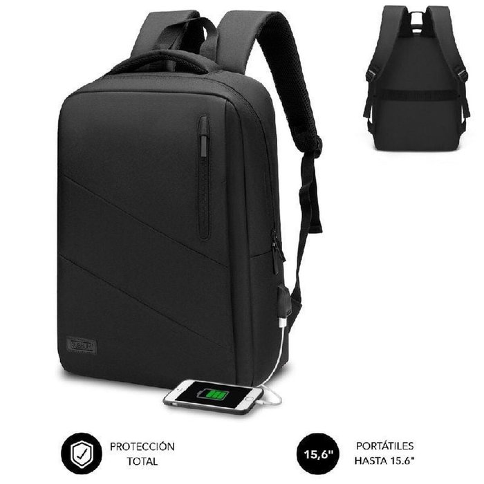 Subblim City Backpack Mochila para Portátil 15,6 Pulgadas Negro