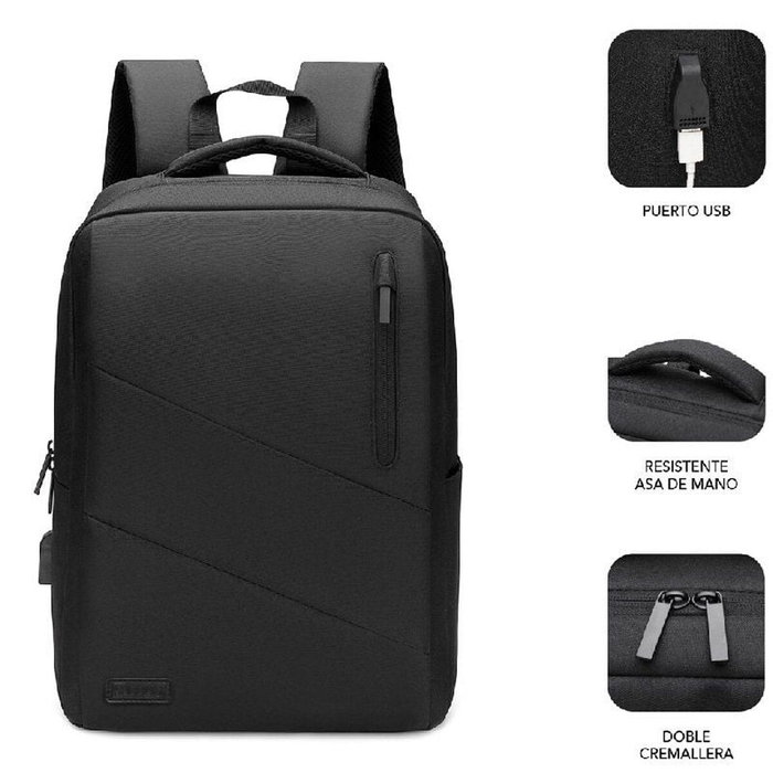 Subblim City Backpack Mochila para Portátil 15,6 Pulgadas Negro