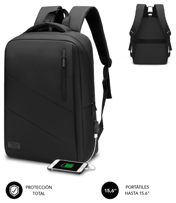 Subblim City Backpack Mochila para Portátil 15,6 Pulgadas Negro