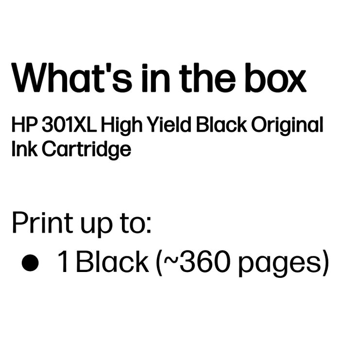HP 301XL HIGH YIELD BLACK ORIG Cartucho de Tinta Negro HP 301XL HIGH YIELD BLACK ORIG Cartucho de Tinta Negro