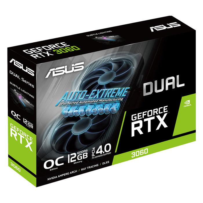 ASUS Tarjeta Gráfica GeForce RTX 3060 DUAL-RTX3060-O12G-V2 12GB GDDR6 OC V2 LHR