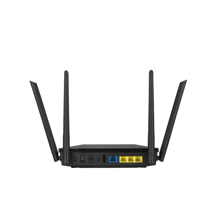 ASUS RT-AX53U Router WiFi 6 AX1800 Doble Banda (2.4GHz/5GHz) 574+1201 Mbps, 4 Antenas, 4 Puertos Gigabit, USB, AiProtection, Negro - Estándar 802.11ax, OFDMA, MU-MIMO