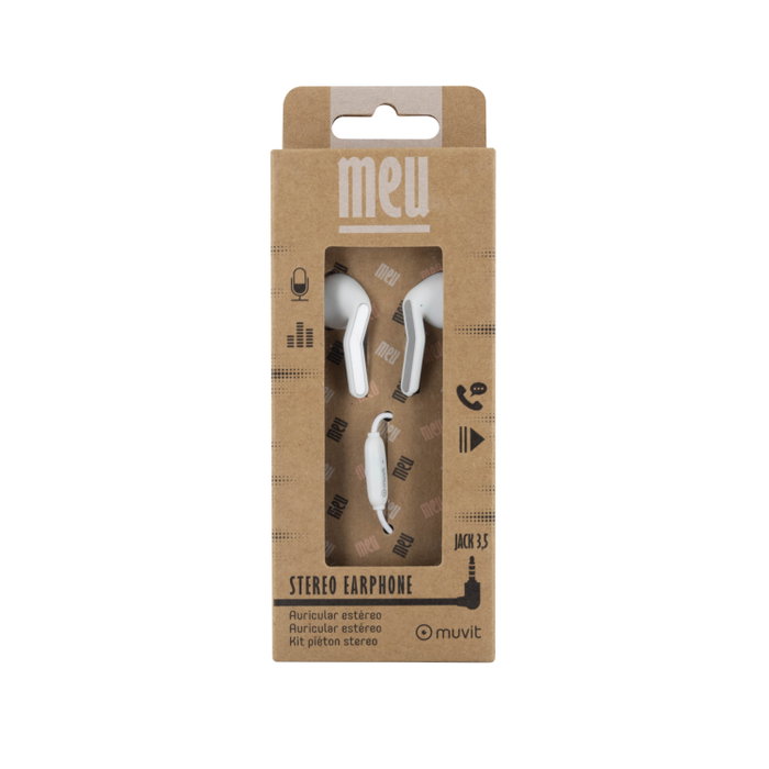 Muvit Auriculares E56 Jack 3.5 mm Blanco Estéreo con Micrófono y Cable de 120cm Muvit Auriculares E56 Jack 3.5 mm Blanco Estéreo con Micrófono y Cable de 120cm