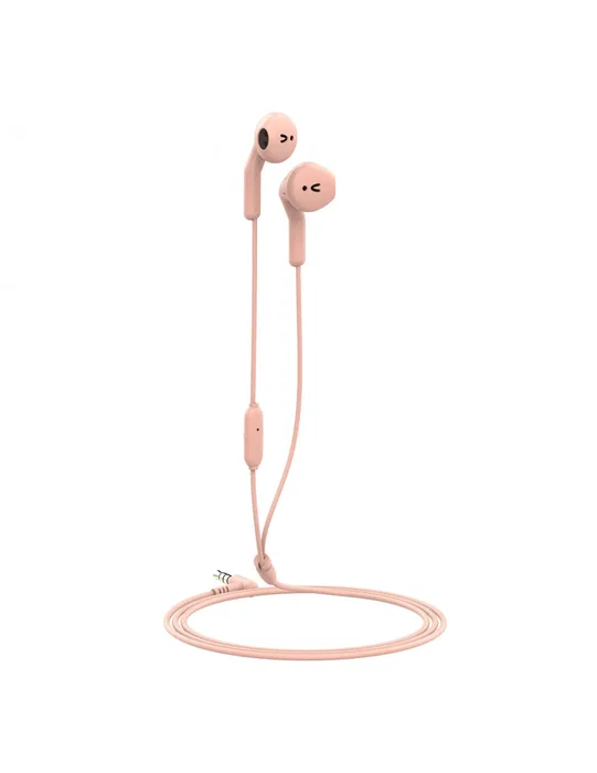 Muvit E56 Auriculares Intraurales Alámbricos con Micrófono, Cable Jack 3.5 mm para Llamadas y Música, Color Rosa