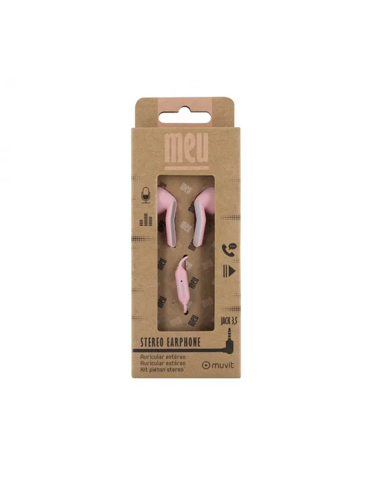 Muvit E56 Auriculares Intraurales Alámbricos con Micrófono, Cable Jack 3.5 mm para Llamadas y Música, Color Rosa