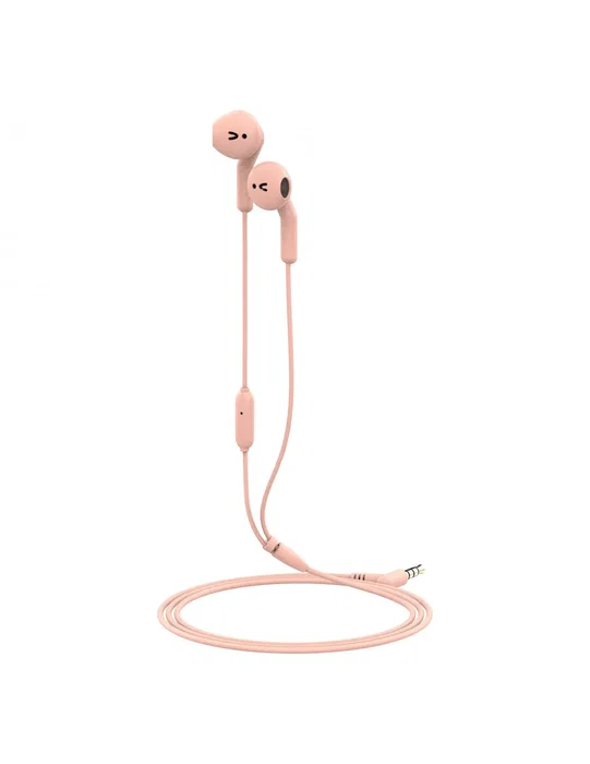 Muvit E56 Auriculares Intraurales Alámbricos con Micrófono, Cable Jack 3.5 mm para Llamadas y Música, Color Rosa