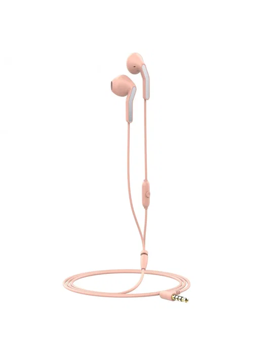 Muvit E56 Auriculares Intraurales Alámbricos con Micrófono, Cable Jack 3.5 mm para Llamadas y Música, Color Rosa