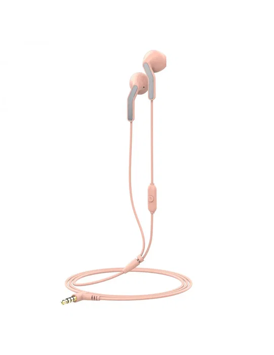 Muvit E56 Auriculares Intraurales Alámbricos con Micrófono, Cable Jack 3.5 mm para Llamadas y Música, Color Rosa
