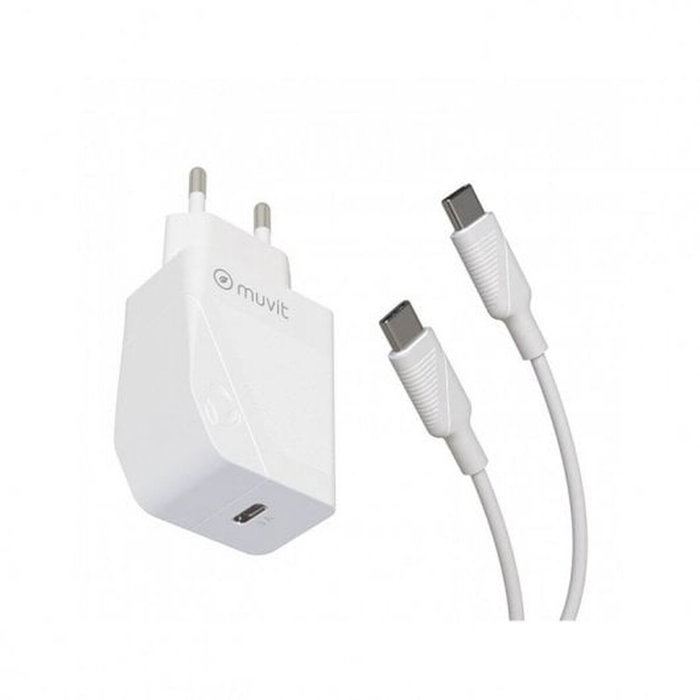 Muvit For Change MCPAK0044 Cargador de Pared 20W USB-C con Cable USB-C a USB-C
