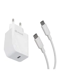 Muvit For Change MCPAK0044 Cargador de Pared 20W USB-C con Cable USB-C a USB-C