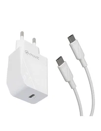 Muvit For Change MCPAK0044 Cargador de Pared 20W USB-C con Cable USB-C a USB-C