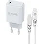 Muvit MCPAK0044 Cargador de Pared con Cable USB Tipo-C, 20W PD Carga Rápida, Material Reciclado, Universal para Smartphones y Tabletas, Color Blanco