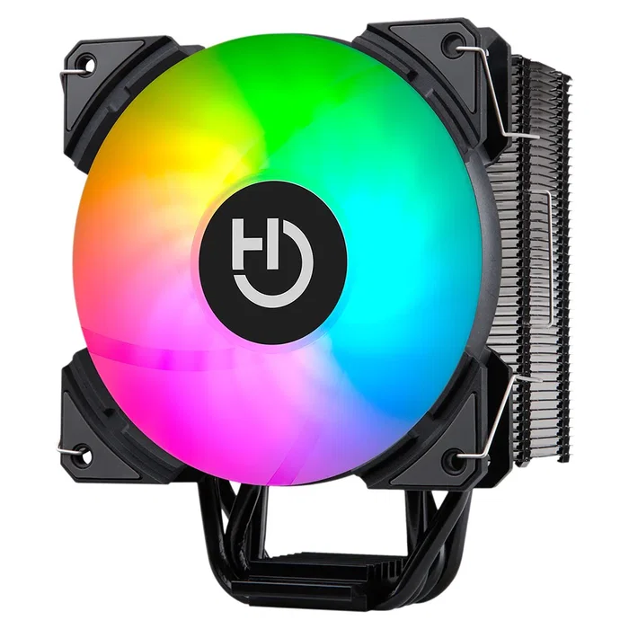 Hiditec C12 PWM ARGB - Ventilador Refrigerador de CPU 120mm Negro, RGB, PWM, 1600 RPM, Compatible Intel LGA115x/1200/1366/1700 y AMD AM2/AM3/AM4