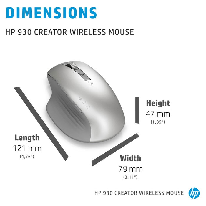 HP Ratón inalámbrico 930 Creator Plata HP Ratón inalámbrico 930 Creator Plata