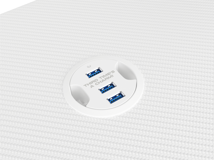 GENESIS Holm 320 RGB Mesa de Gaming Blanca con Iluminación LED, USB Hub y Carga Inalámbrica, 120cm