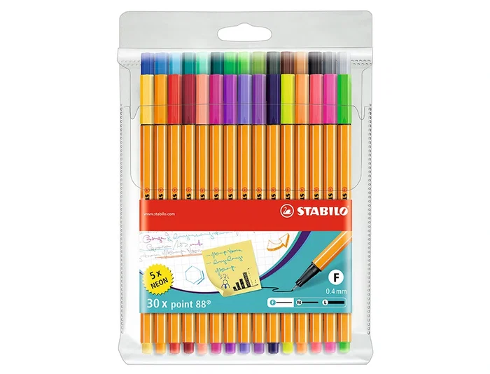 Stabilo Rotulador Point 88 Punta de Fibra Estuche 30 Unidades Surtidas Trazo 0.4mm