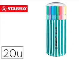 Stabilo Rotulador Punta de Fibra Pen 68 Estuche Turquesa 20 Unidades Colores Surtidos Trazo 1 mm