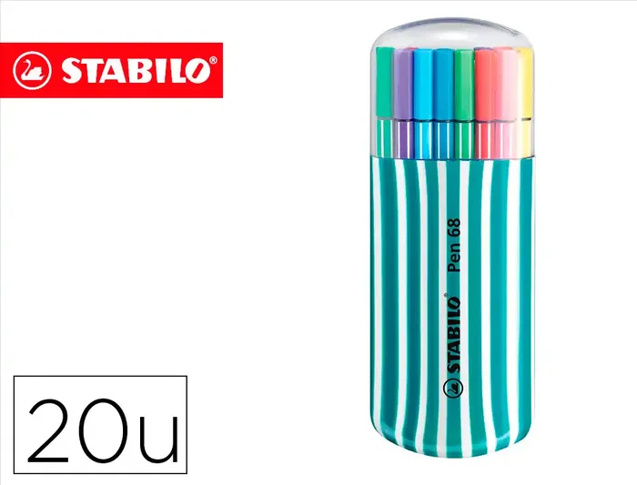Stabilo Rotulador Punta de Fibra Pen 68 Estuche Turquesa 20 Unidades Colores Surtidos Trazo 1 mm Stabilo Rotulador Punta de Fibra Pen 68 Estuche Turquesa 20 Unidades Colores Surtidos Trazo 1 mm