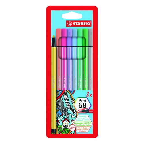 Stabilo Pen 68 Estuche de 8 Rotuladores Colores Pastel 1 mm