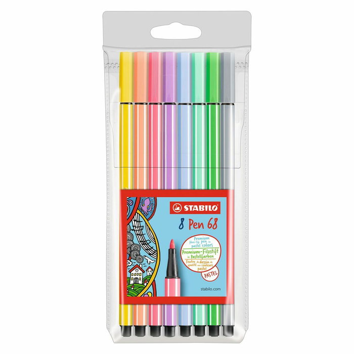 Stabilo Pen 68 Estuche de 8 Rotuladores Colores Pastel 1 mm