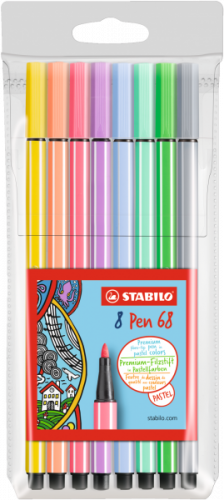 Stabilo Pen 68 Estuche de 8 Rotuladores Colores Pastel 1 mm