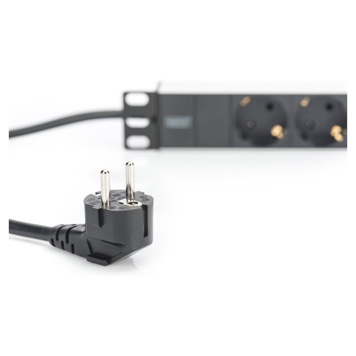 Digitus 1HE Regleta deenchufes con 3 Tomas Tipo F, Aluminio, Negro, Cable 2m Digitus 1HE Regleta deenchufes con 3 Tomas Tipo F, Aluminio, Negro, Cable 2m