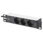 Digitus 1HE Regleta deenchufes con 3 Tomas Tipo F, Aluminio, Negro, Cable 2m