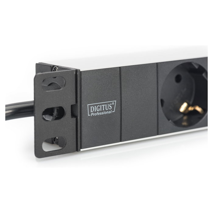 Digitus 1HE Regleta deenchufes con 3 Tomas Tipo F, Aluminio, Negro, Cable 2m Digitus 1HE Regleta deenchufes con 3 Tomas Tipo F, Aluminio, Negro, Cable 2m