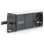 Digitus 1HE Regleta deenchufes con 3 Tomas Tipo F, Aluminio, Negro, Cable 2m