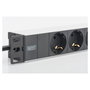 Digitus 1HE Regleta deenchufes con 3 Tomas Tipo F, Aluminio, Negro, Cable 2m