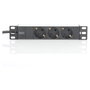 Digitus 1HE Regleta deenchufes con 3 Tomas Tipo F, Aluminio, Negro, Cable 2m