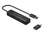 Conceptronic Hub USB 3.0 HUBBIES06B de 4 puertos con adaptador USB-C, Negro