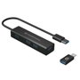 Conceptronic Hub USB 3.0 HUBBIES06B de 4 puertos con adaptador USB-C, Negro