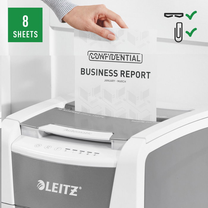 Leitz IQ 150 Autofeed Destructora de Documentos P4, 44L, Gris y Blanco