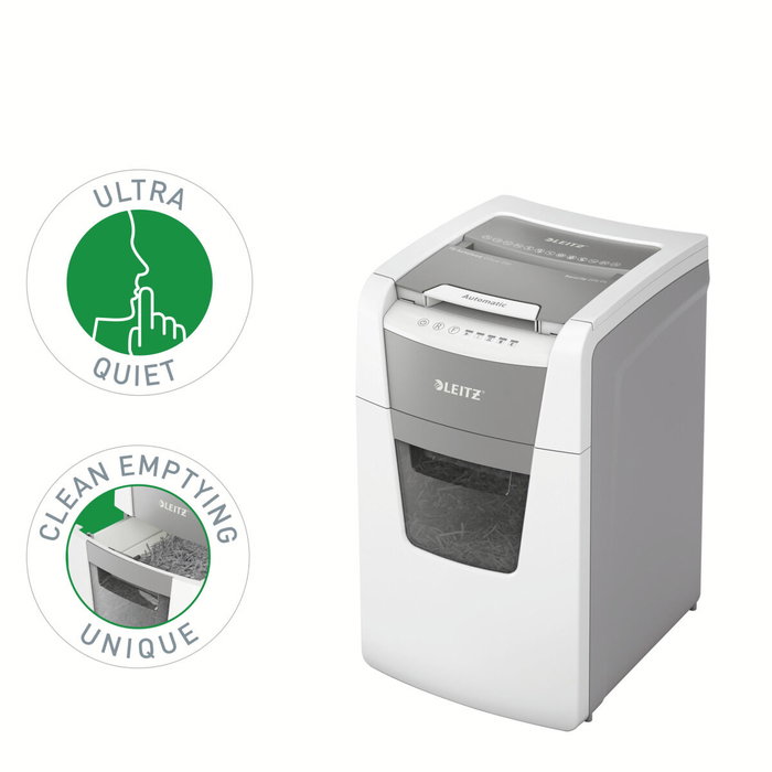 Leitz IQ 150 Autofeed Destructora de Documentos P4, 44L, Gris y Blanco