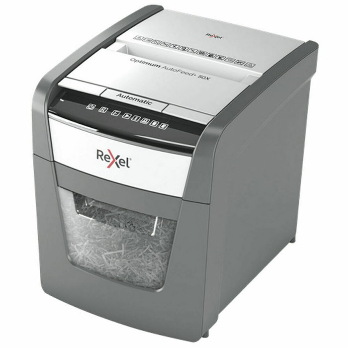 Rexel Optimum AutoFeed+ 50X Destructora de Papel Corte Cruzado Negro y Gris