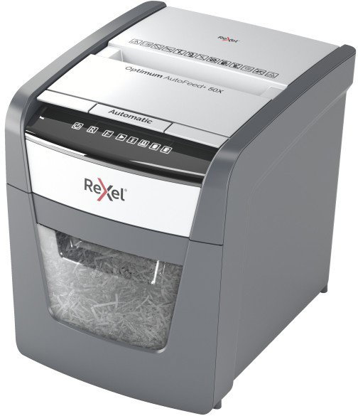Rexel Optimum AutoFeed+ 50X Destructora de Papel Corte Cruzado Negro y Gris