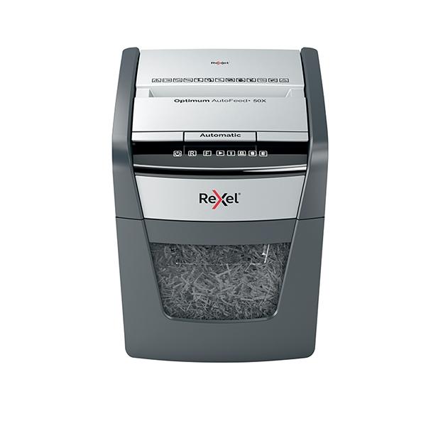 Rexel Optimum AutoFeed+ 50X Destructora de Papel Corte Cruzado Negro y Gris