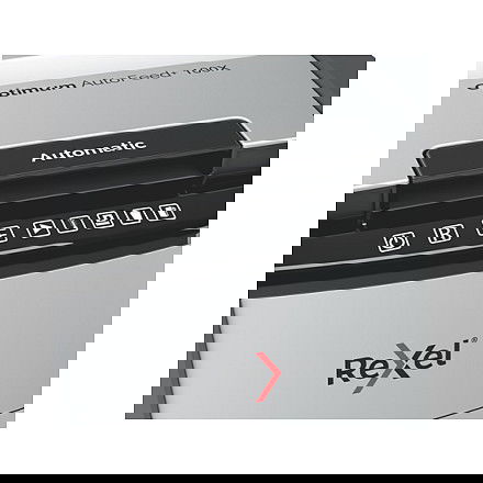 Rexel Optimum AutoFeed+ 100X Destructora de documentos con corte en partículas 4x28 mm, capacidad 250 hojas, 34 L, negro y gris