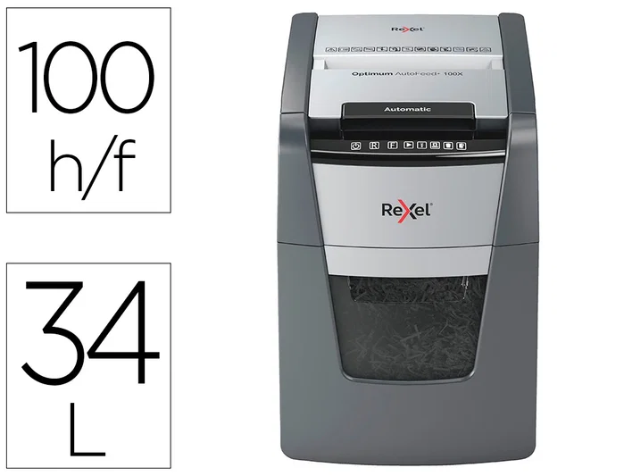 Rexel Optimum AutoFeed+ 100X Negro, Gris Rexel Optimum AutoFeed+ 100X Negro, Gris