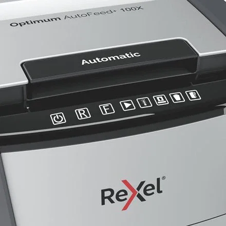 Rexel Optimum AutoFeed 100X Destructora Automática de Corte en Partículas P-4, Negro y Gris Rexel Optimum AutoFeed 100X Destructora Automática de Corte en Partículas P-4, Negro y Gris